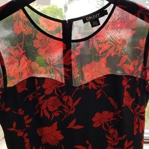 LAST CALL! DKNY red and navy floral dress Sz 8